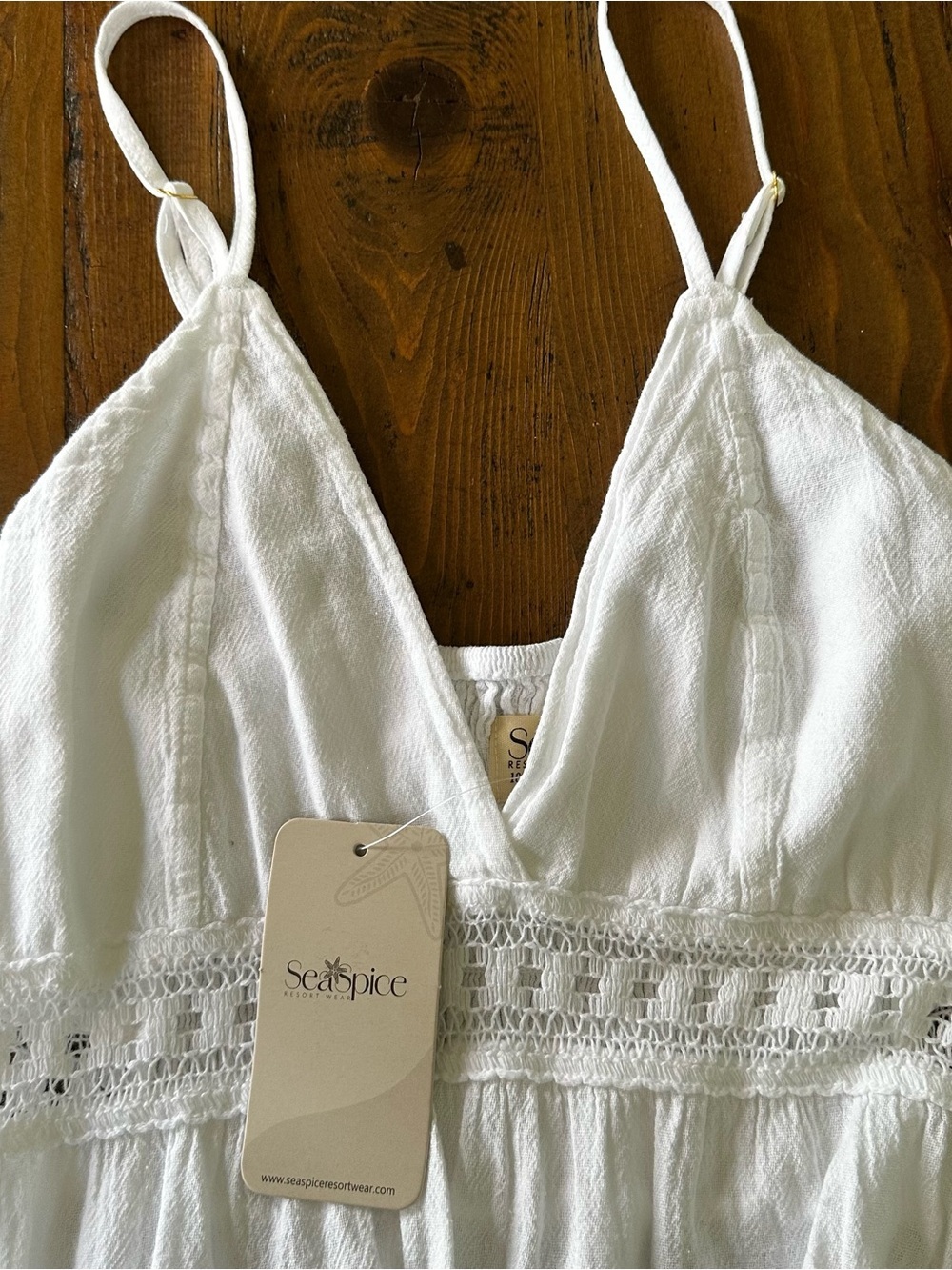 SEASPICE NWT Summer White Midi Dress, Large - Picture 4 of 8